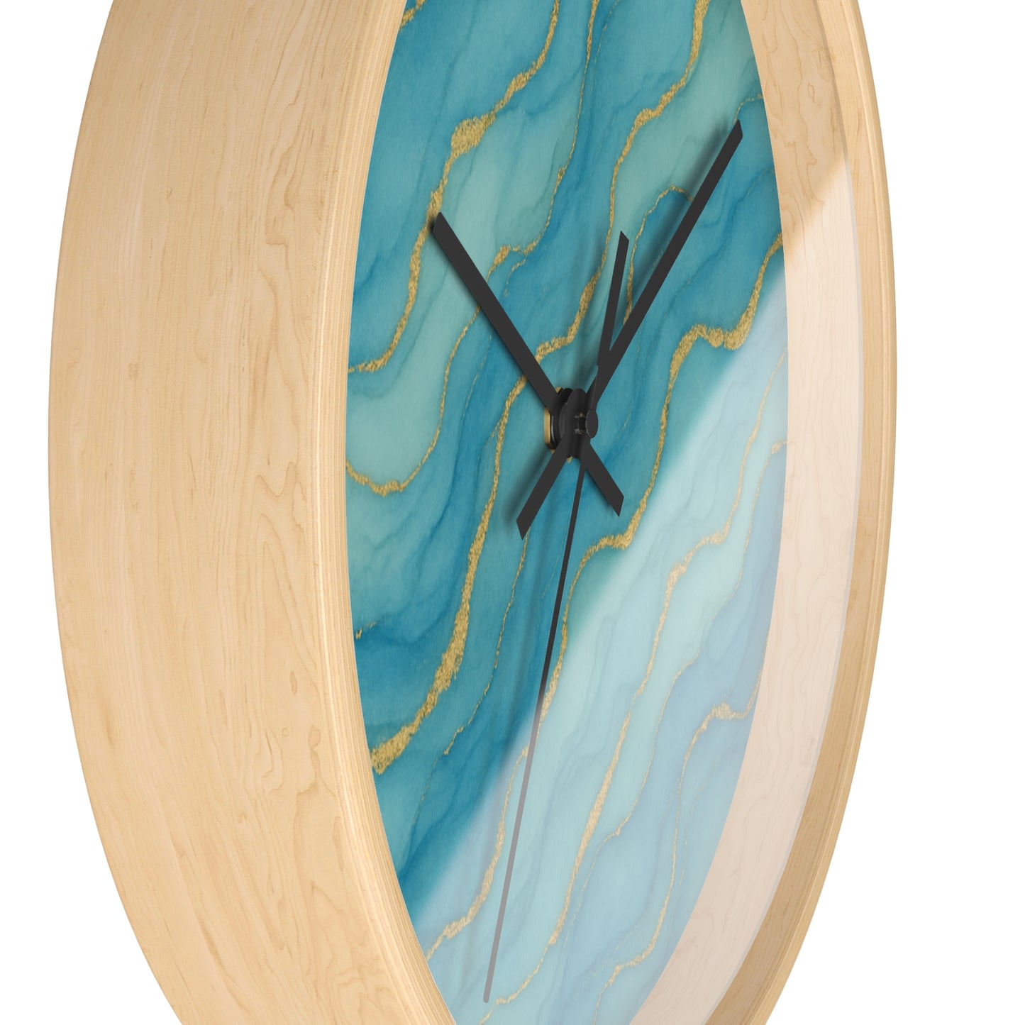 Marbled Flow Wall Clock – Aqua Vein