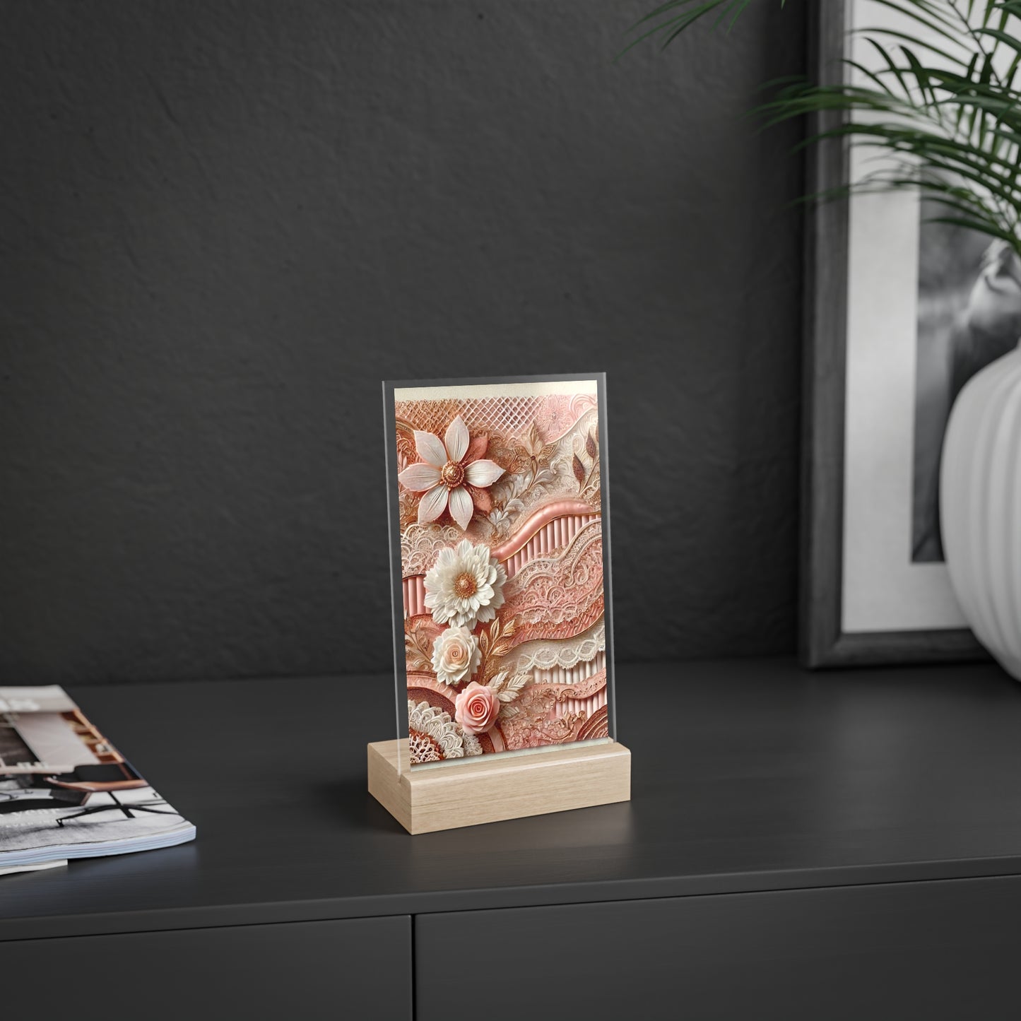 Acrylic Sign with Wooden Stand