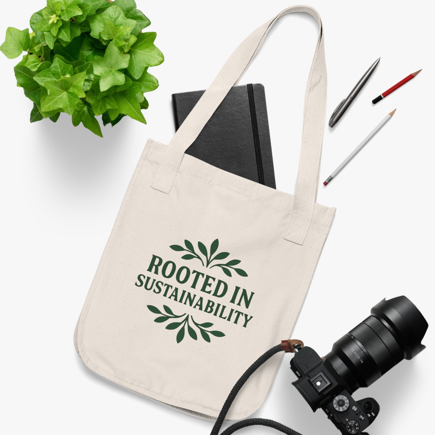 Rooted in Sustainability Tote Bag - Eco Tote Pledge w/ Logo