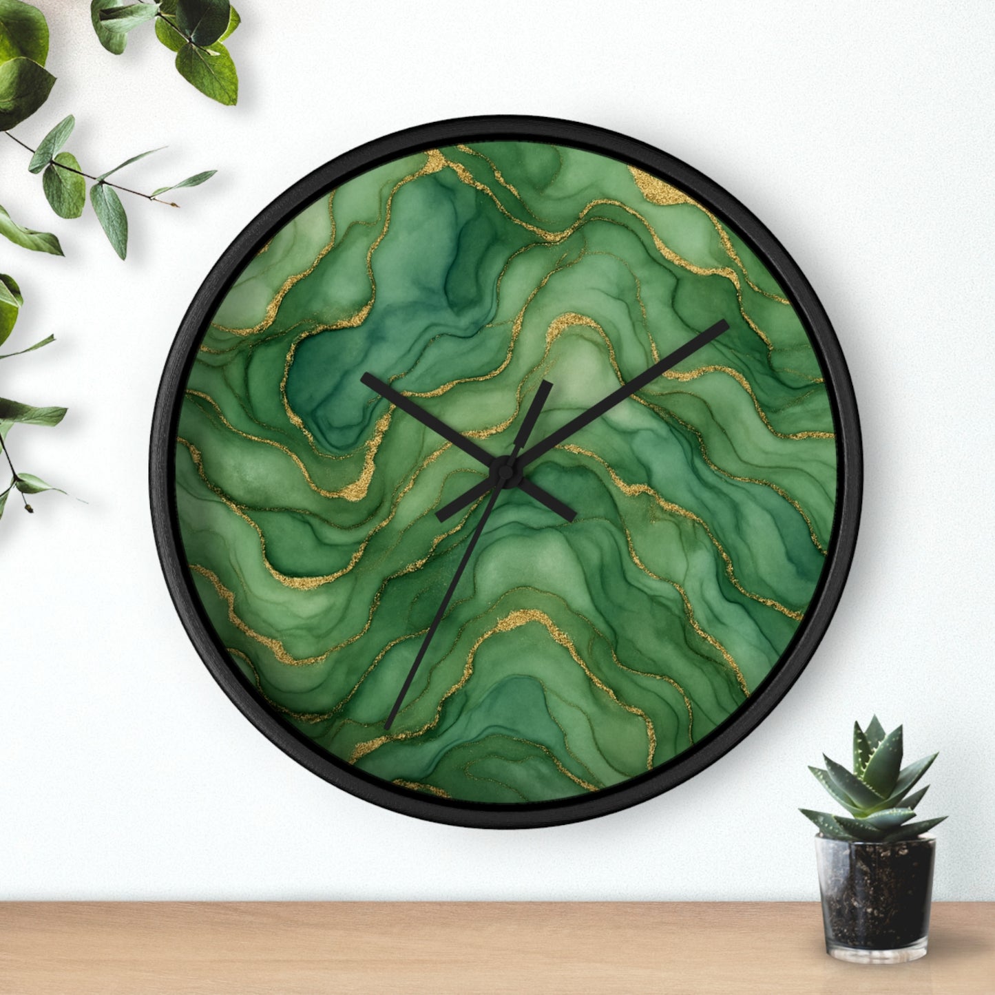 Marbled Flow Wall Clock – Verdant Layer