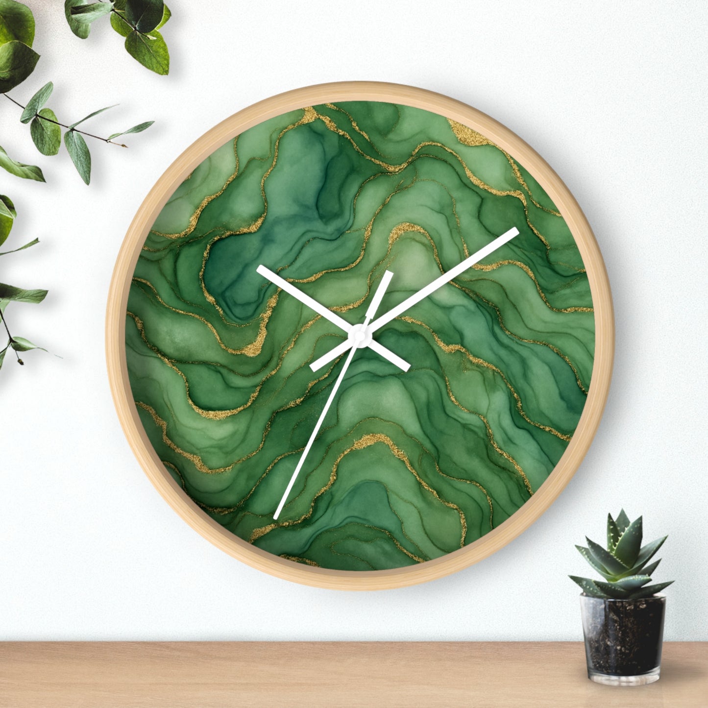 Marbled Flow Wall Clock – Verdant Layer